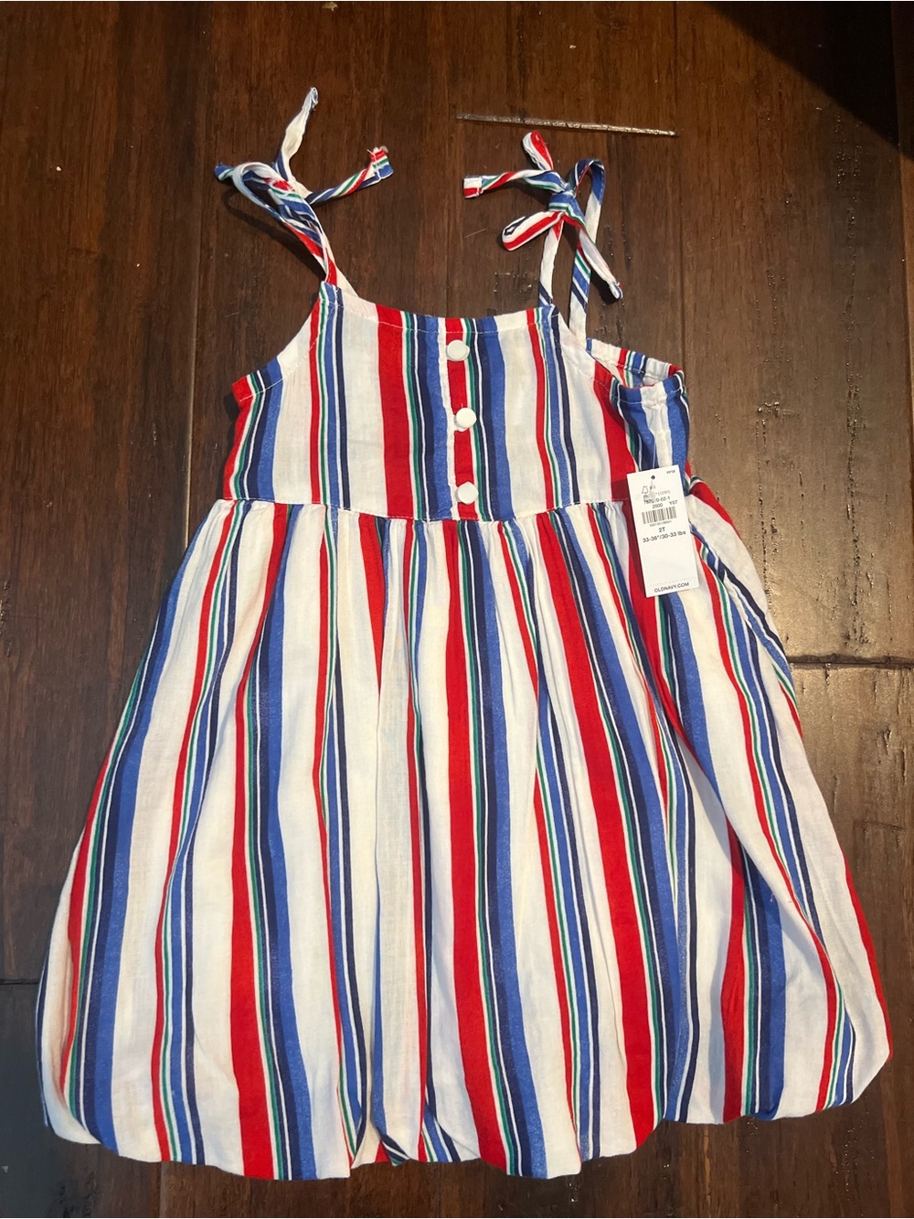 Old Navy Red, Blue & White Striped Tie-Shoulder Sundress
